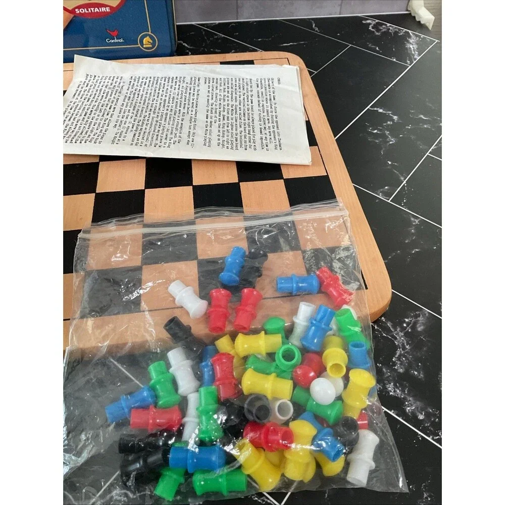 Family 7+ Mancala Game Center 8 Classic Board Games Solid Wood in Tin EUC